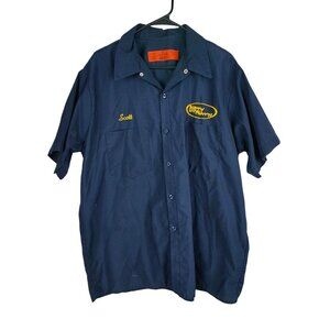 Vintage Navy Blue Work Shirt XL Half Sleeve Distressed Skater Punk Rock